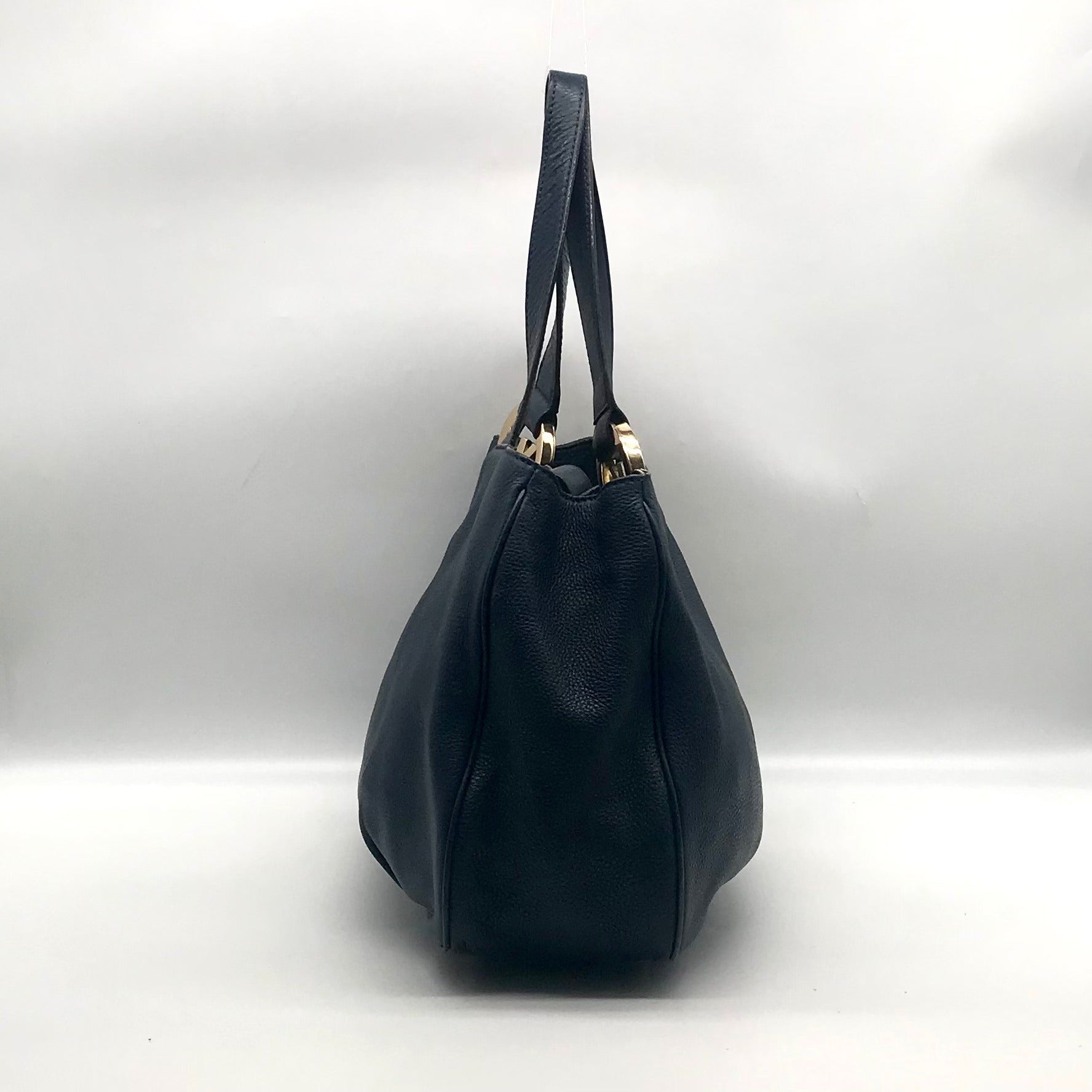 Michael Kors Navy Blue Pebbled Leather Fulton East West Tote