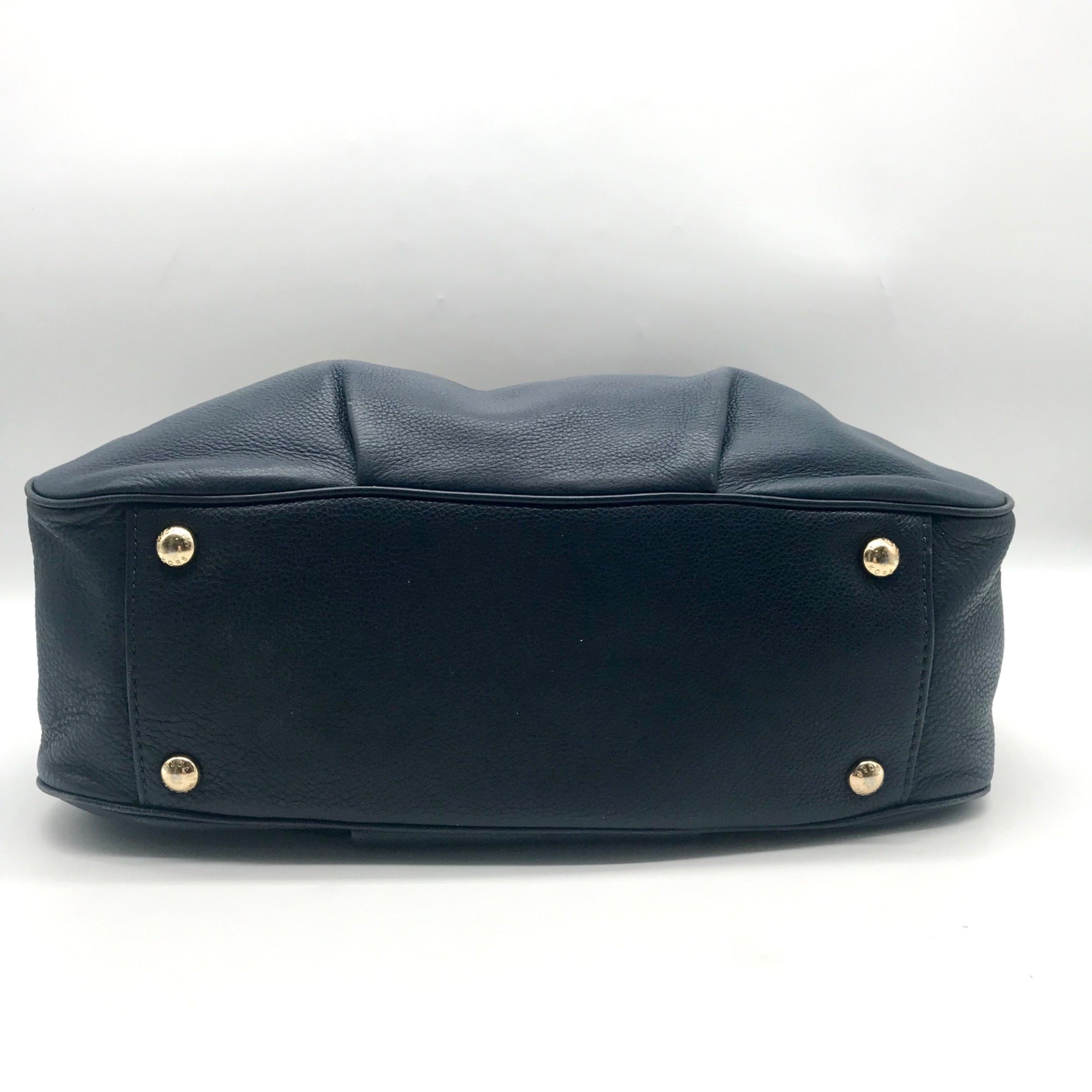 Michael Kors Navy Blue Pebbled Leather Fulton East West Tote