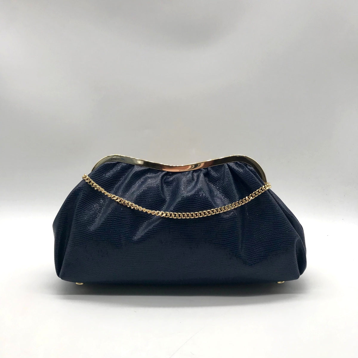 I.N.C. Navy Blue Faux Leather-Reptile Crossbody Bag