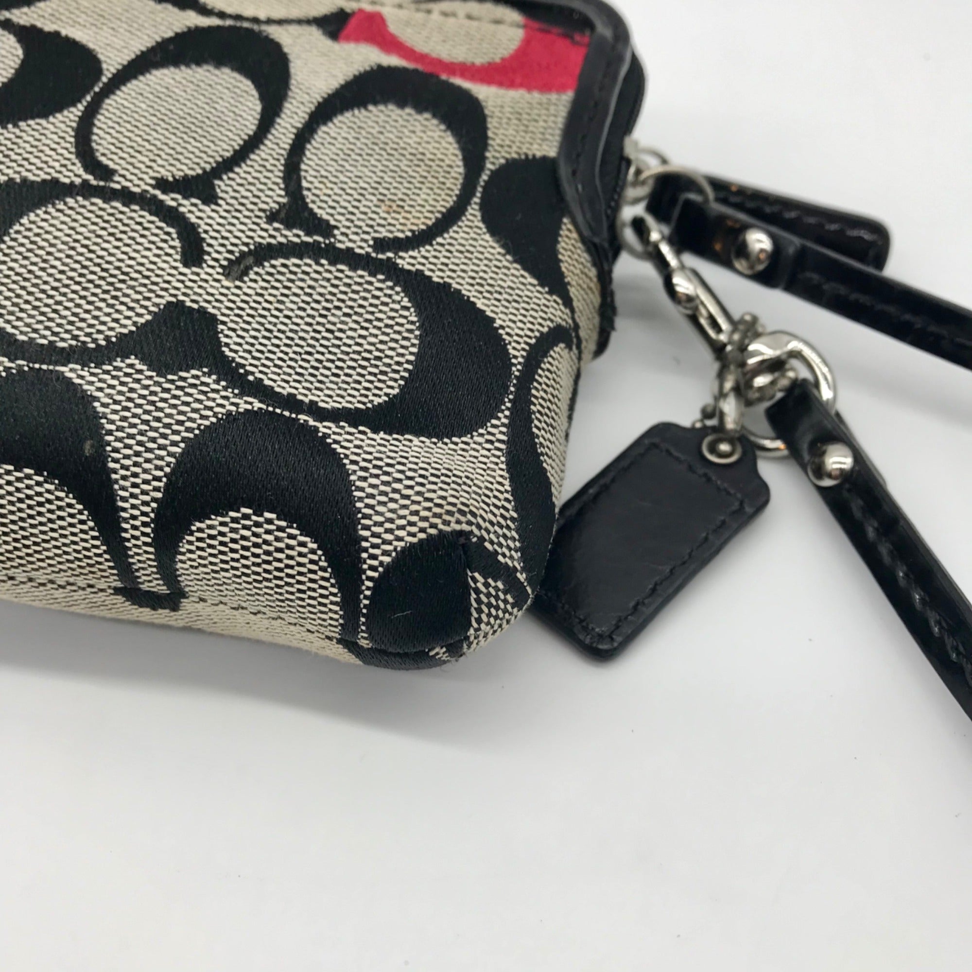 Coach Black Monogram Jacquard Canvas Wristlet
