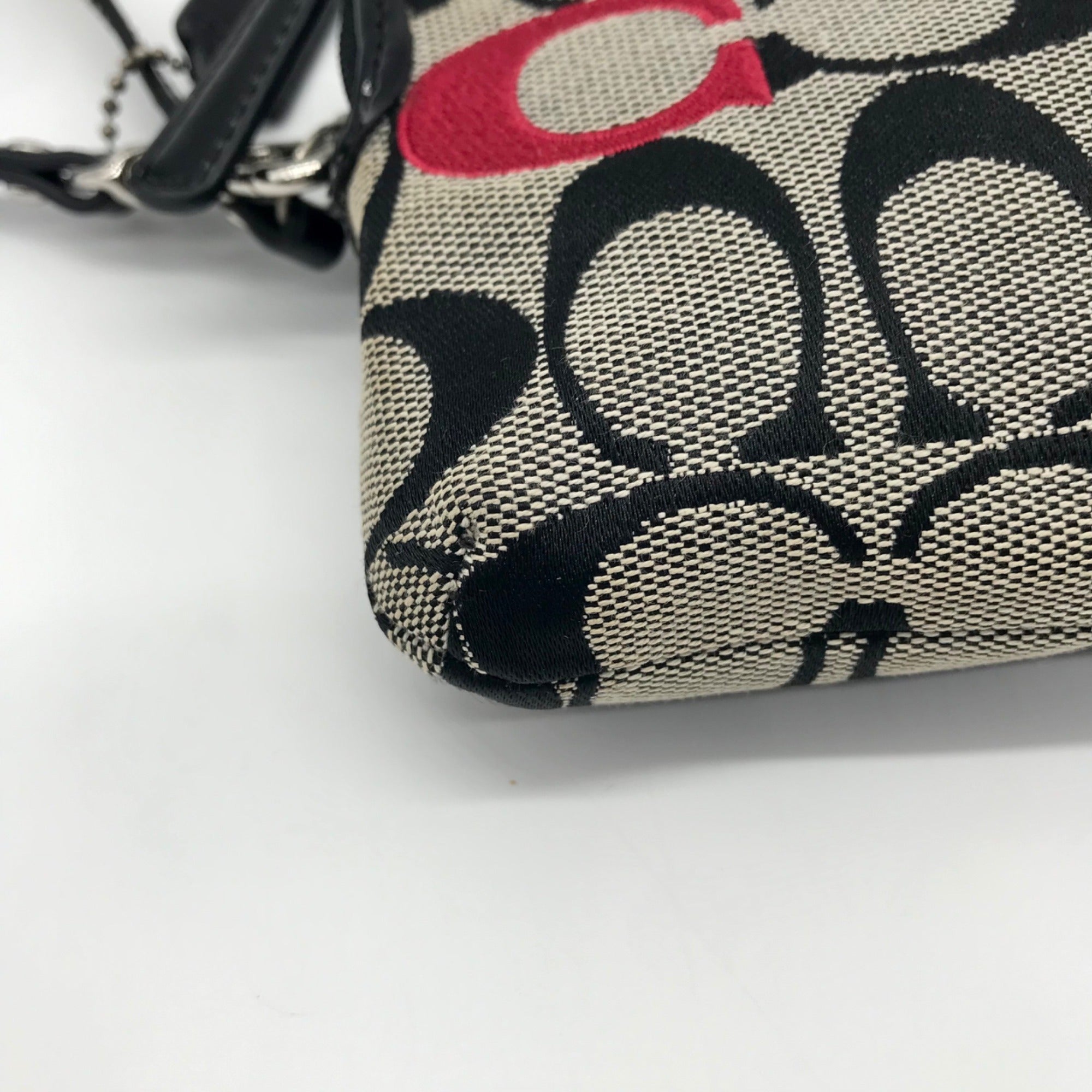 Coach Black Monogram Jacquard Canvas Wristlet
