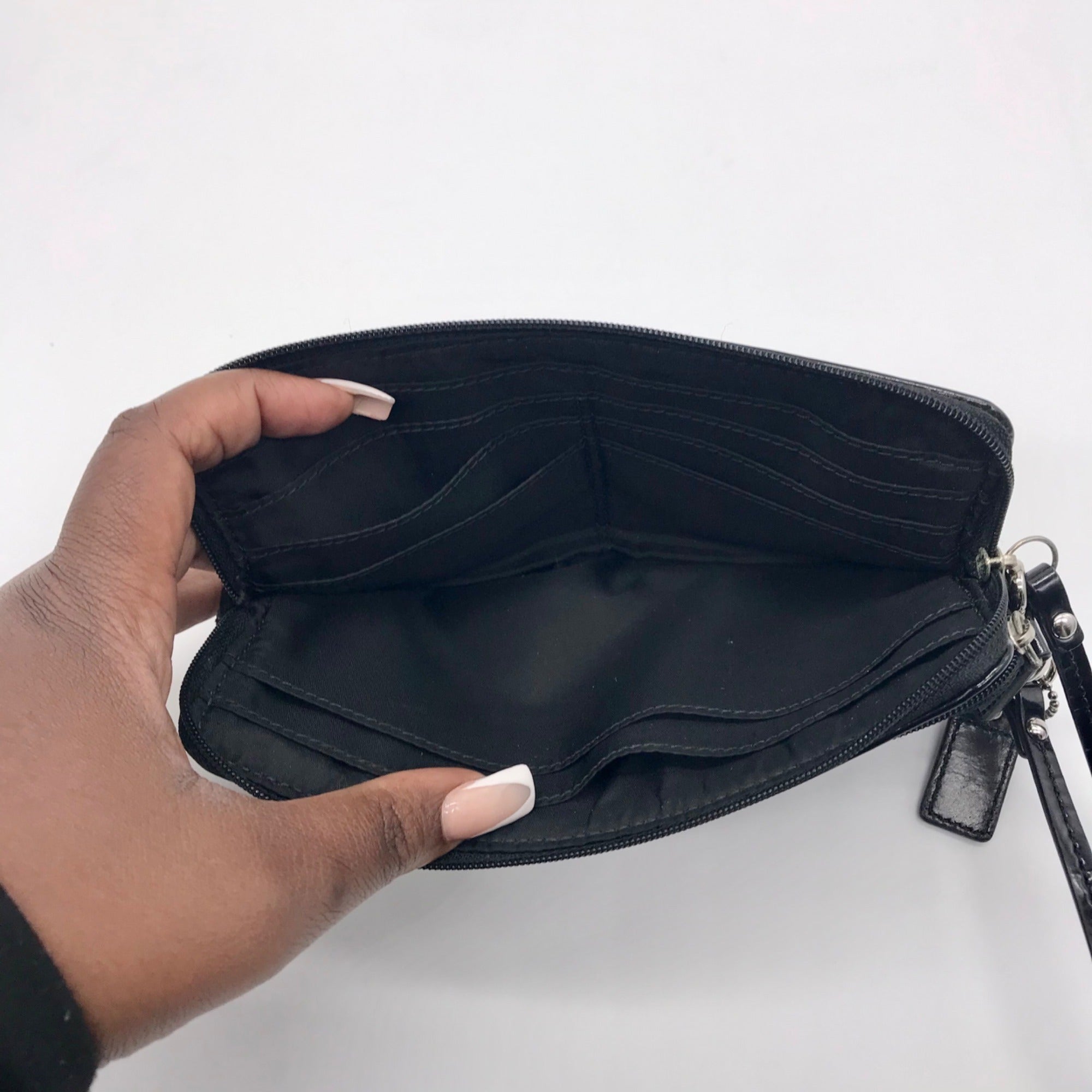 Coach Black Monogram Jacquard Canvas Wristlet