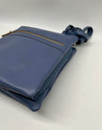 Giani Bernini Blue Pebble Leather Triple Zip Dasher Crossbody Bag