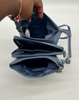 Giani Bernini Blue Pebble Leather Triple Zip Dasher Crossbody Bag