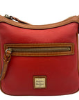 Dooney & Bourke Red & Brown Pebbled Grain Pocket Crossbody