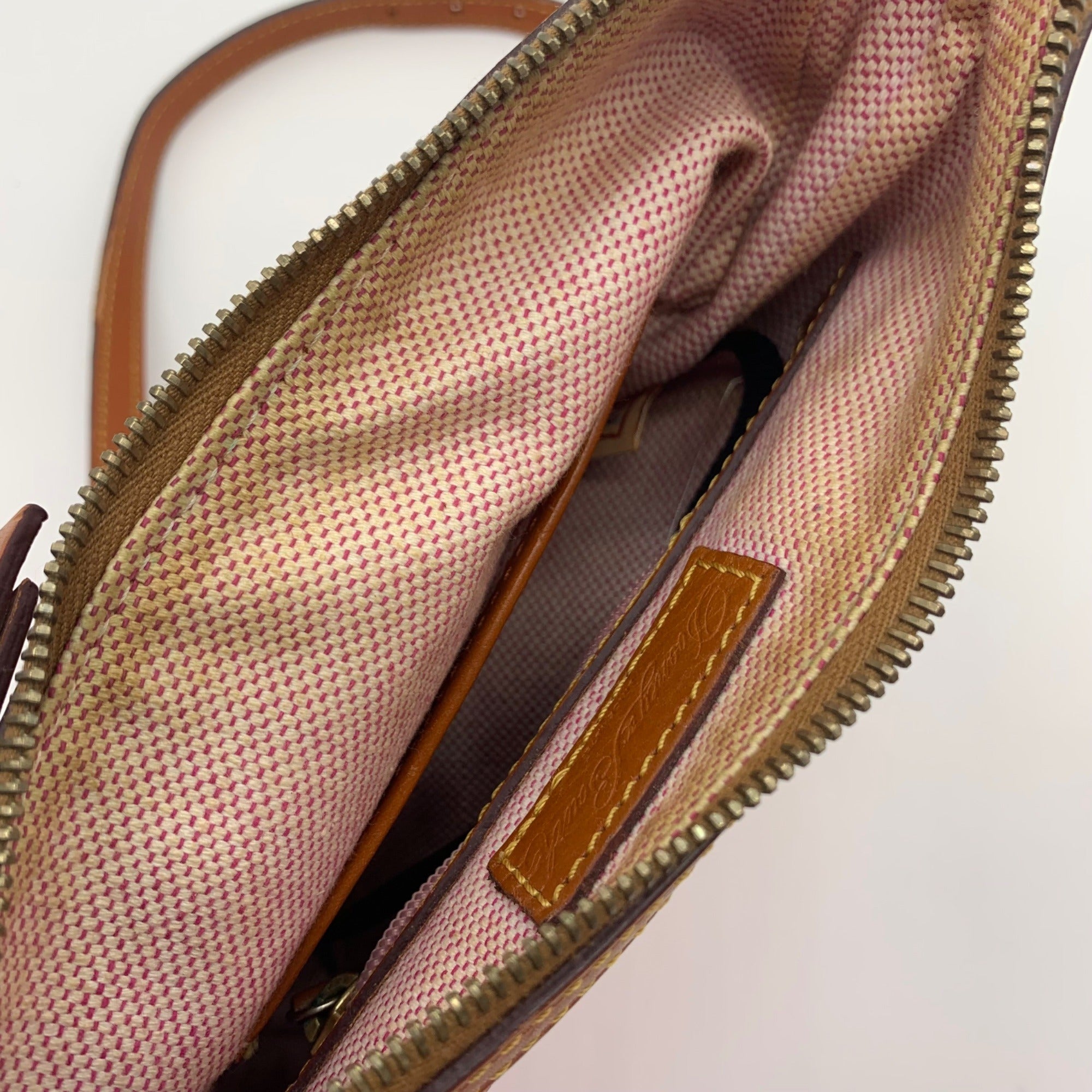Dooney &amp; Bourke Red &amp; Brown Pebbled Grain Pocket Crossbody