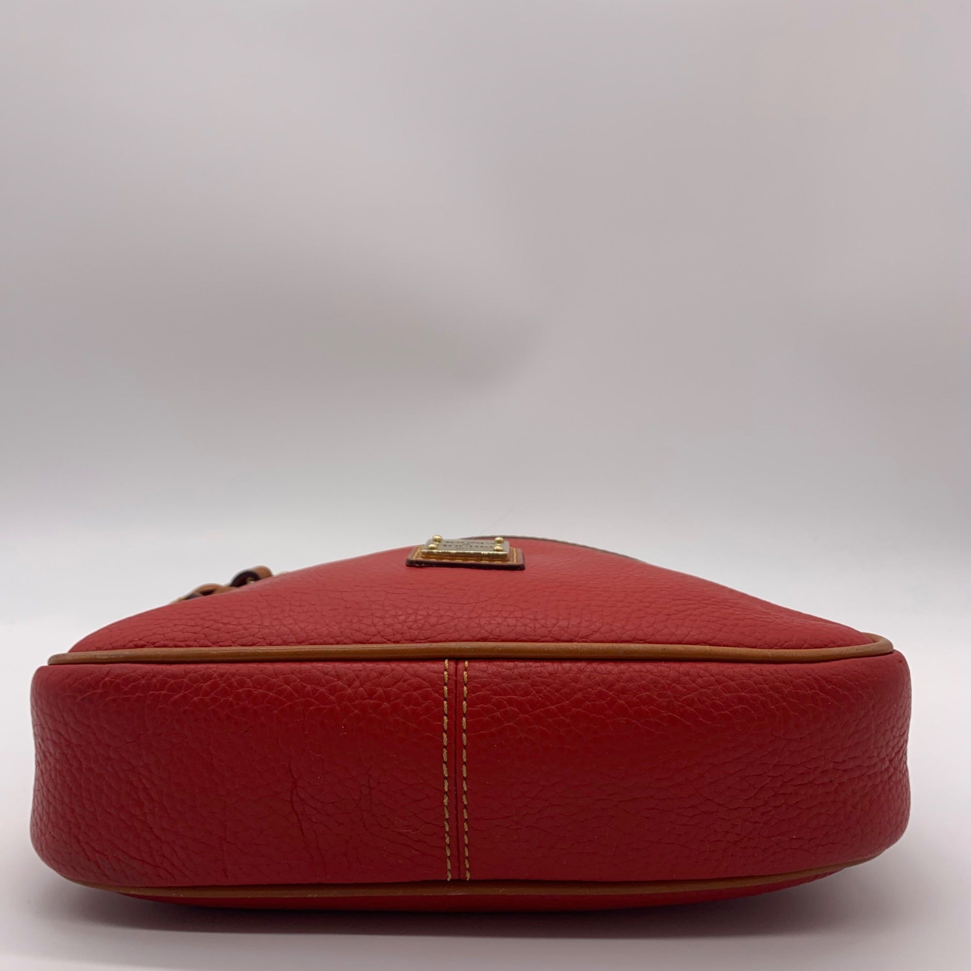 Dooney &amp; Bourke Red &amp; Brown Pebbled Grain Pocket Crossbody