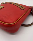 Dooney & Bourke Red & Brown Pebbled Grain Pocket Crossbody