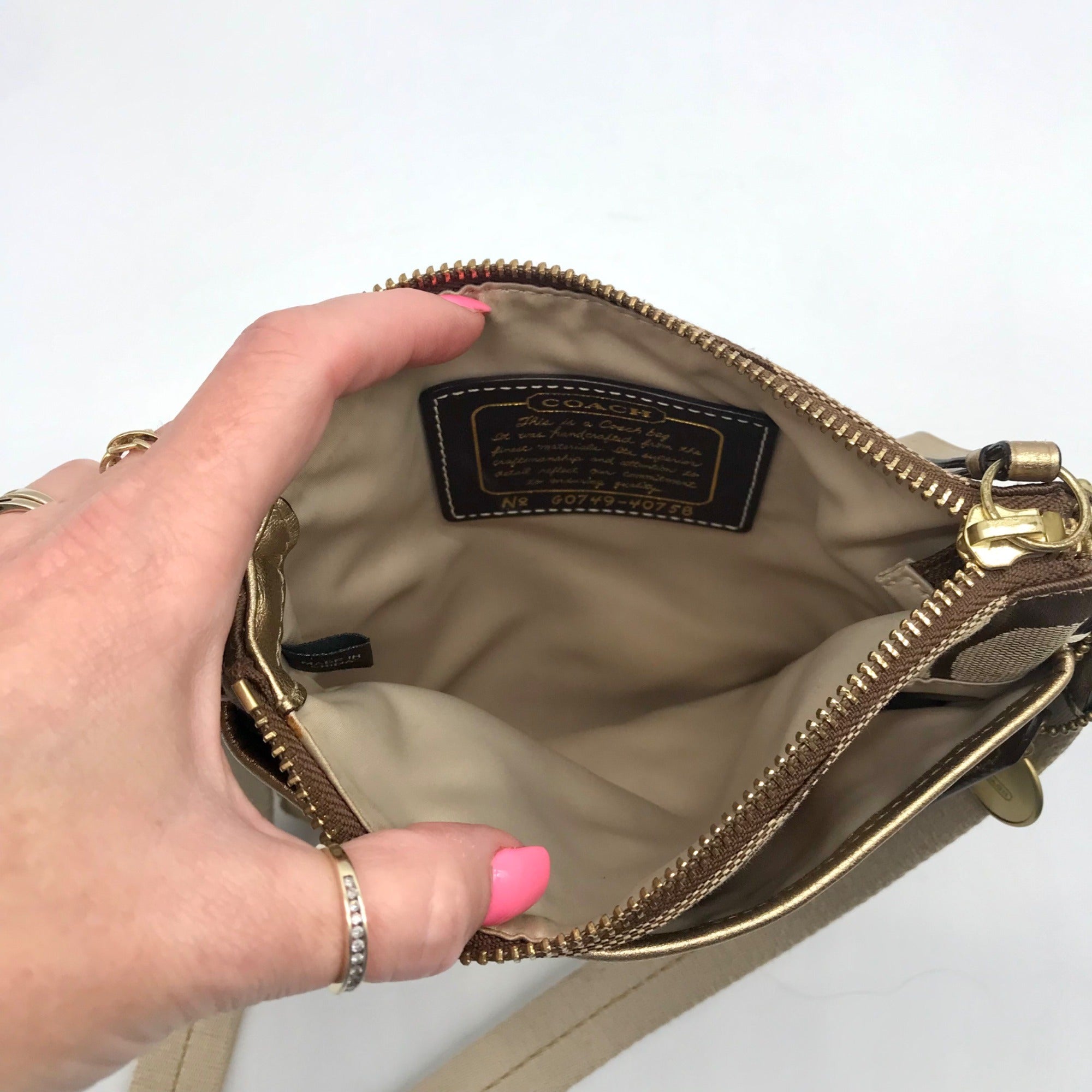 Coach Brown Signature Canvas Swingpack Crossbody 40758