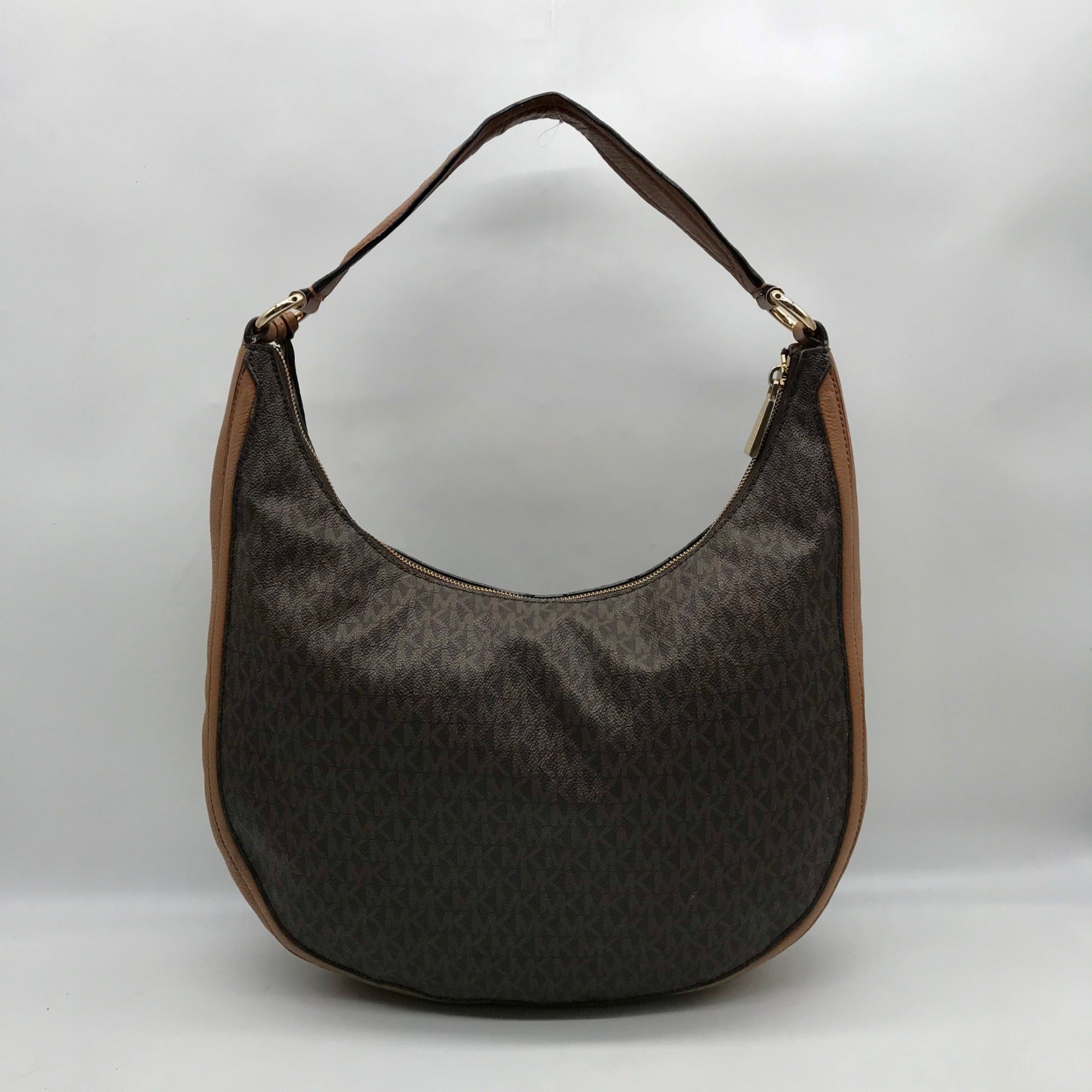 Michael Kors Brown Monogram Canvas Lydia Hobo Shoulder Bag