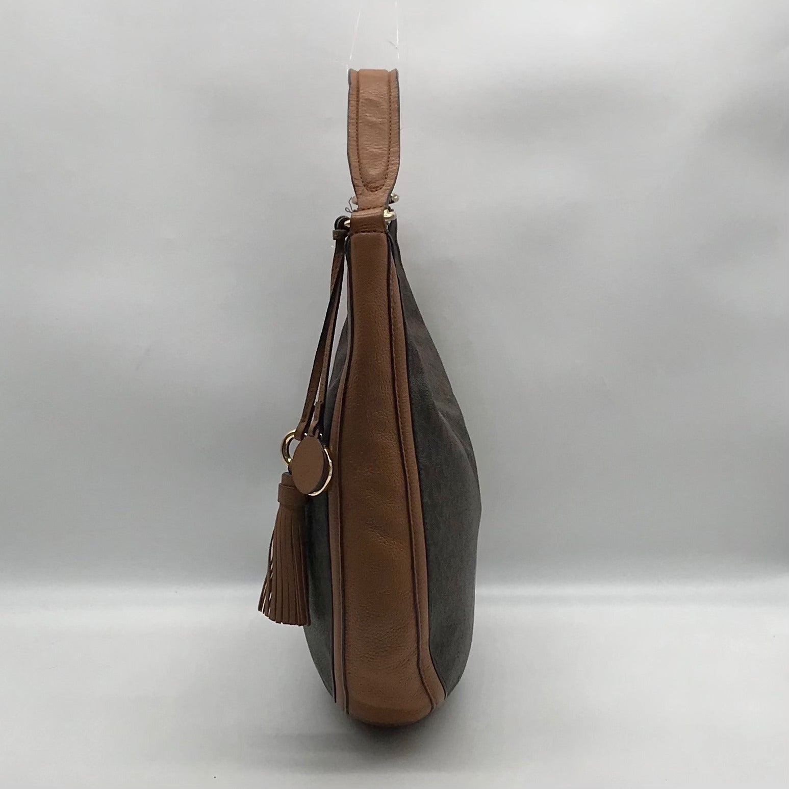 Michael Kors Brown Monogram Canvas Lydia Hobo Shoulder Bag