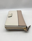Kate Spade White and Tan Pebbled Leather Grove Street Neda Wallet
