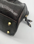 Vintage Zina Eva Dark Brown Croc Embossed Leather Satchel