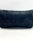 Treesje Black Leather Suede Buckle Clutch