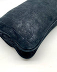 Treesje Black Leather Suede Buckle Clutch