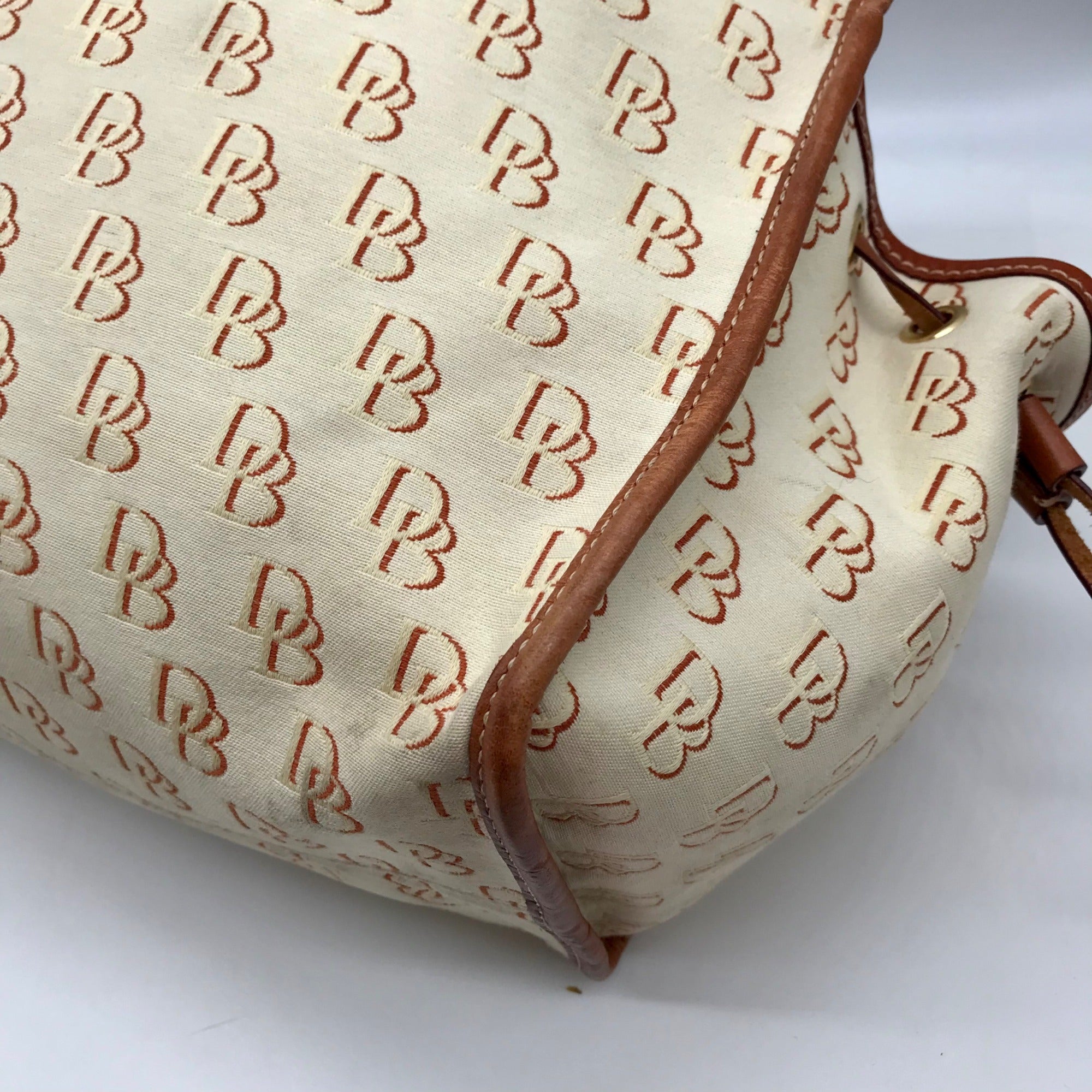 Dooney &amp; Bourke Yellow/ Brown Monogram Canvas Tote With Wallet And Eyeglass Case