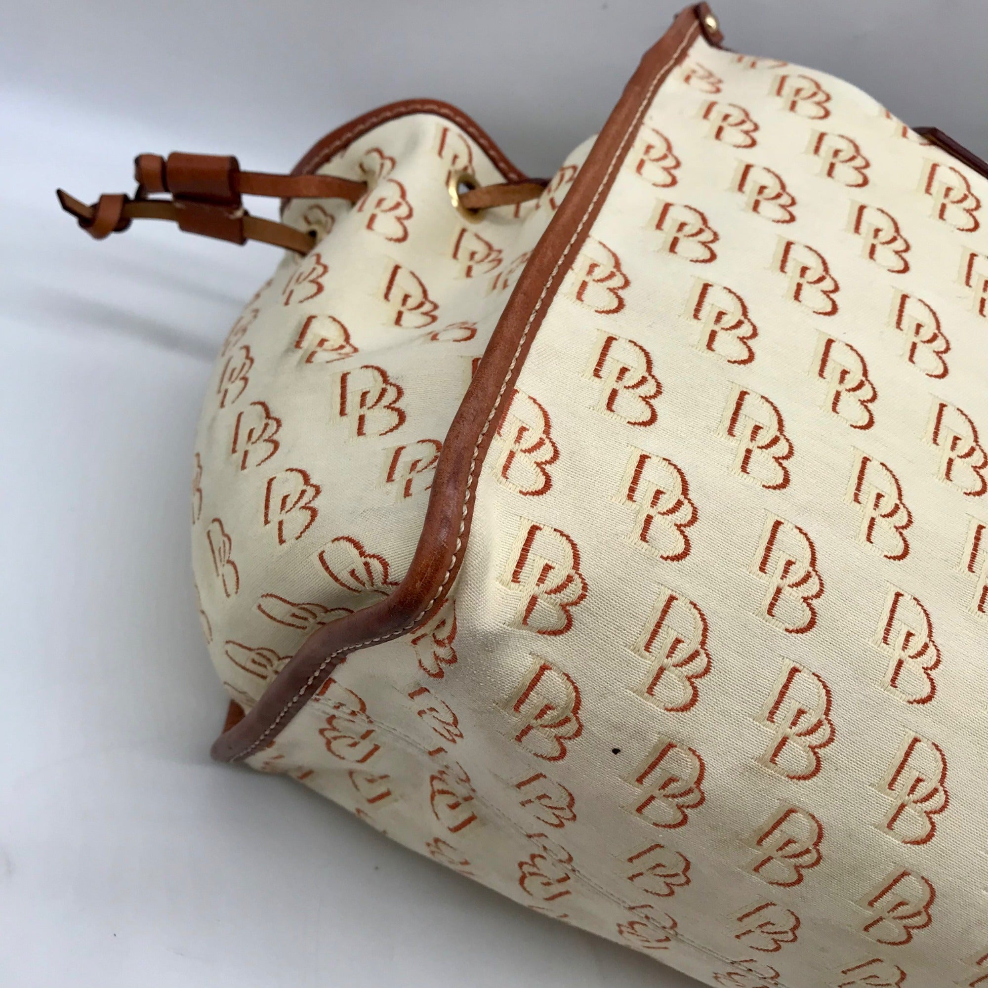Dooney &amp; Bourke Yellow/ Brown Monogram Canvas Tote With Wallet And Eyeglass Case