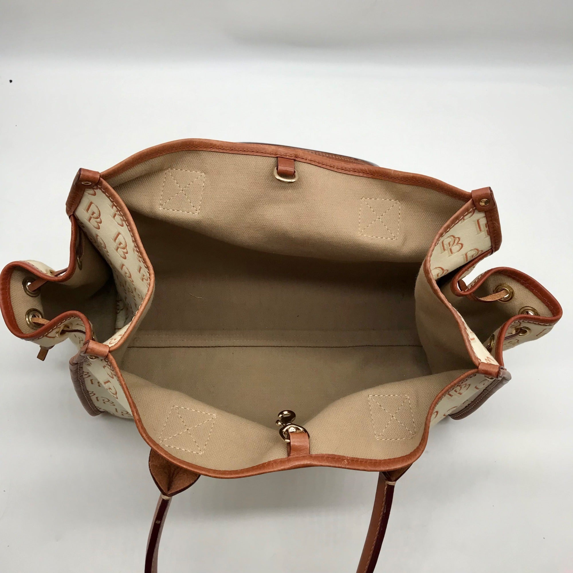 Dooney &amp; Bourke Yellow/ Brown Monogram Canvas Tote With Wallet And Eyeglass Case