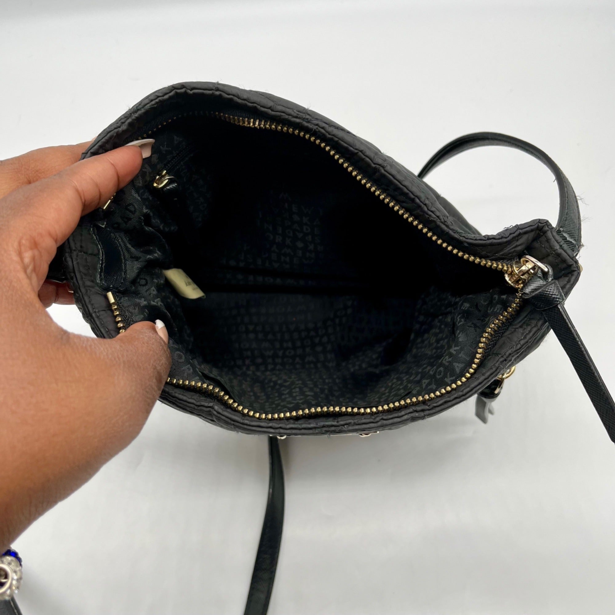 Kate Spade Black Quilted Fabric Wilson Dessi Bag