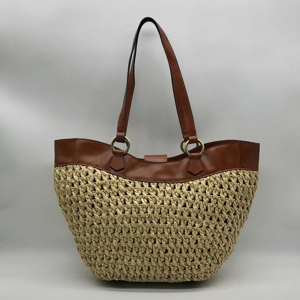Patricia Nash Tan Woven Raffia Handbag