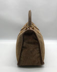 Borbonese Brown Suede Redwall Quail Print Satchel Bag