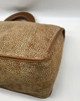 Borbonese Brown Suede Redwall Quail Print Satchel Bag