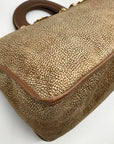 Borbonese Brown Suede Redwall Quail Print Satchel Bag