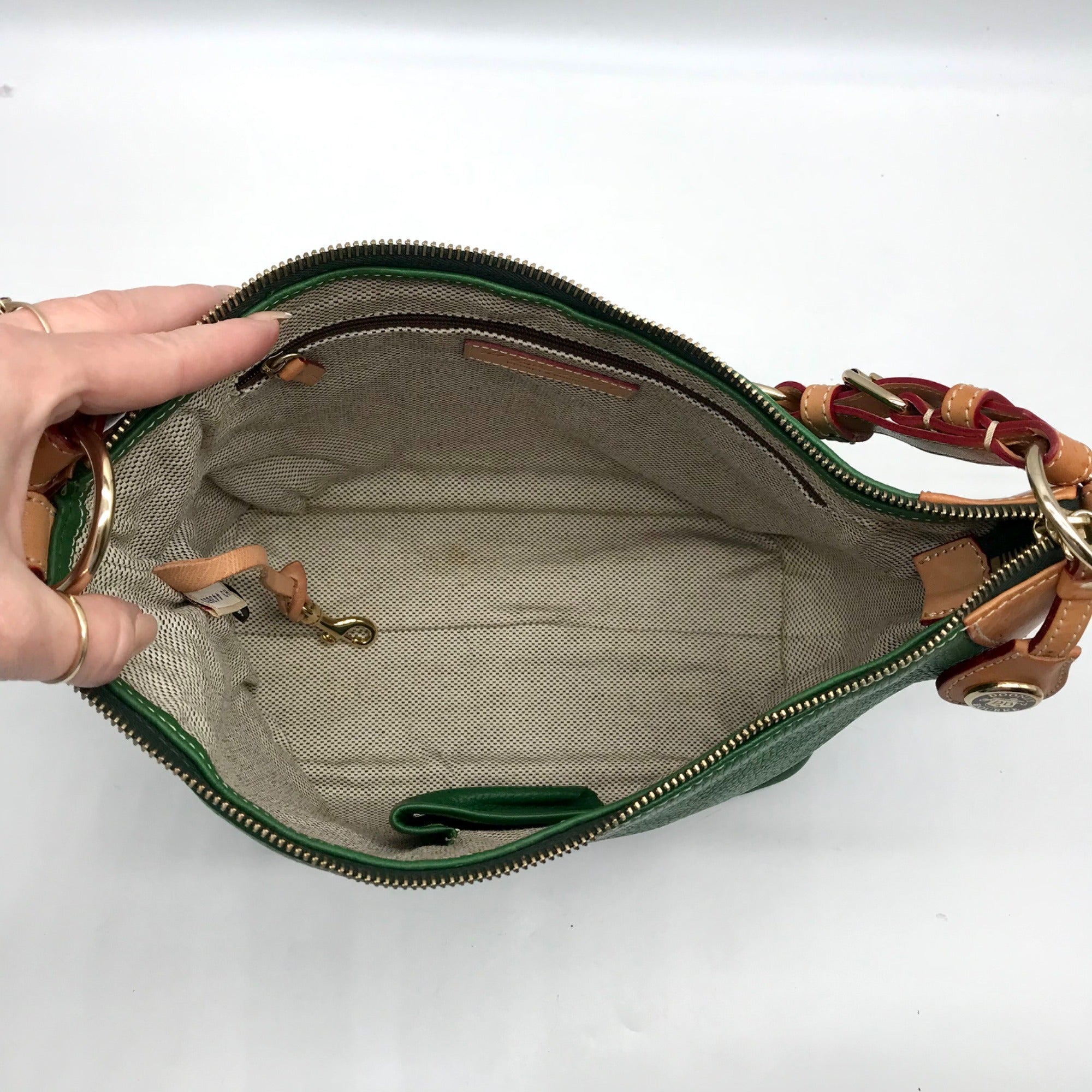 Dooney &amp; Bourke Emerald Green Pebble Leather Shoulder Bag