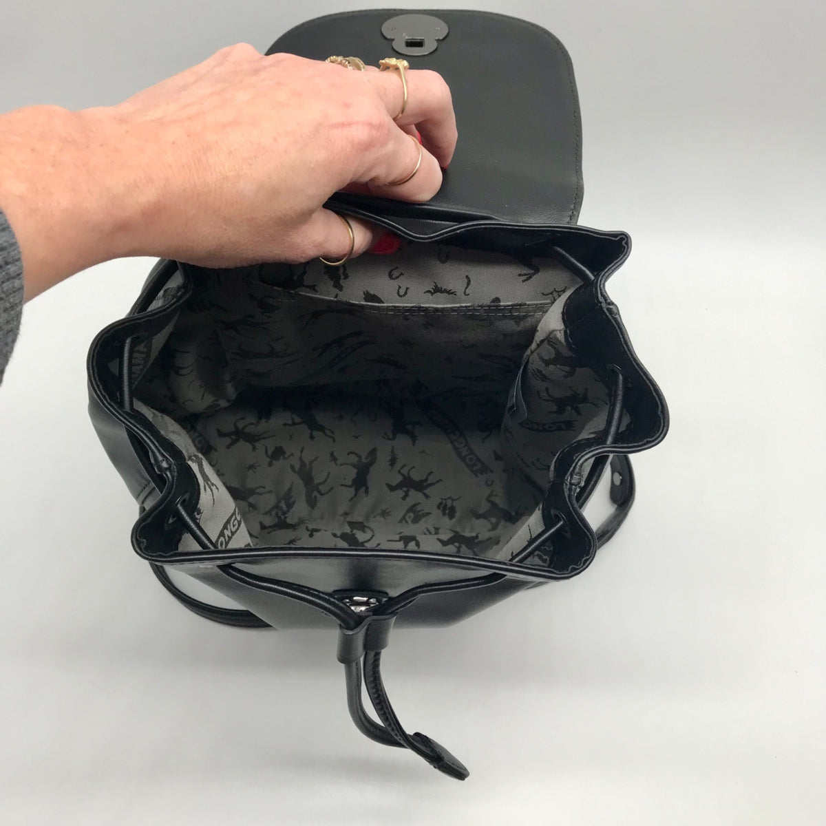 Longchamp Black Cavalcade Leather Backpack
