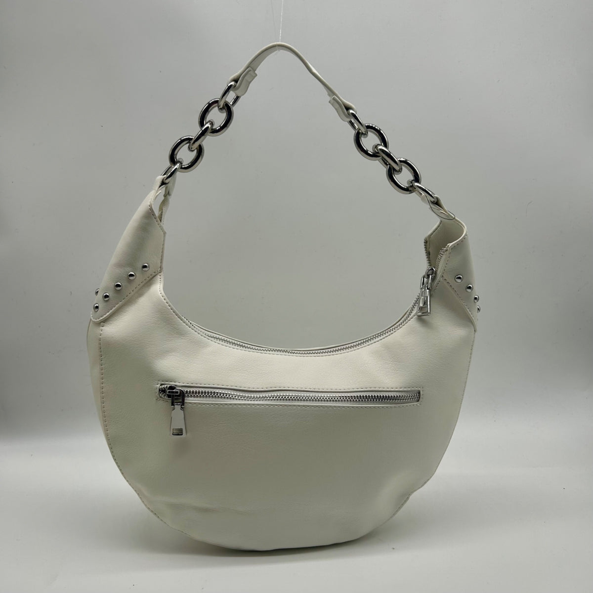 I.N.C. International Concepts Vanilla Faux Leather Giannaa Medium Stud Hobo Bag