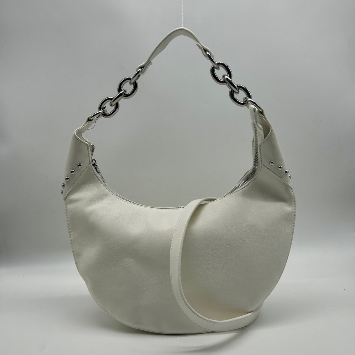 I.N.C. International Concepts Vanilla Faux Leather Giannaa Medium Stud Hobo Bag