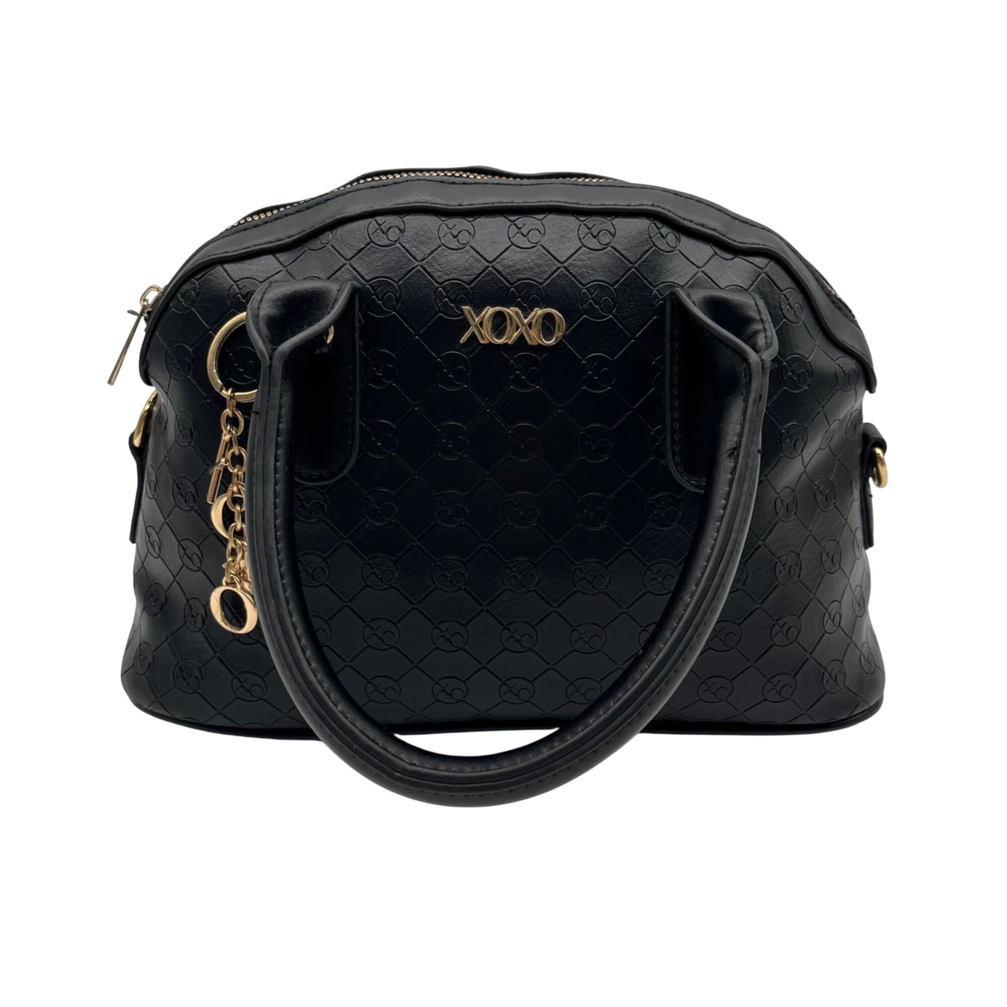 XOXO Black Faux Leather Logo Embossed Satchel Bag