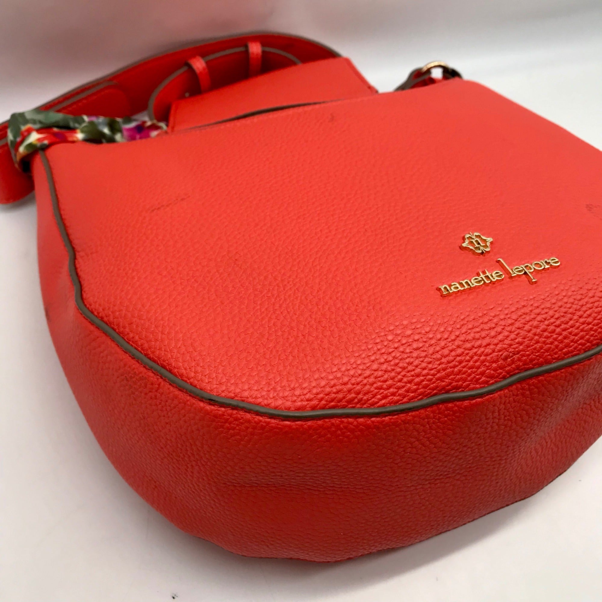 Nanette Leopore Orange Faux Leather Finley Crossbody bag