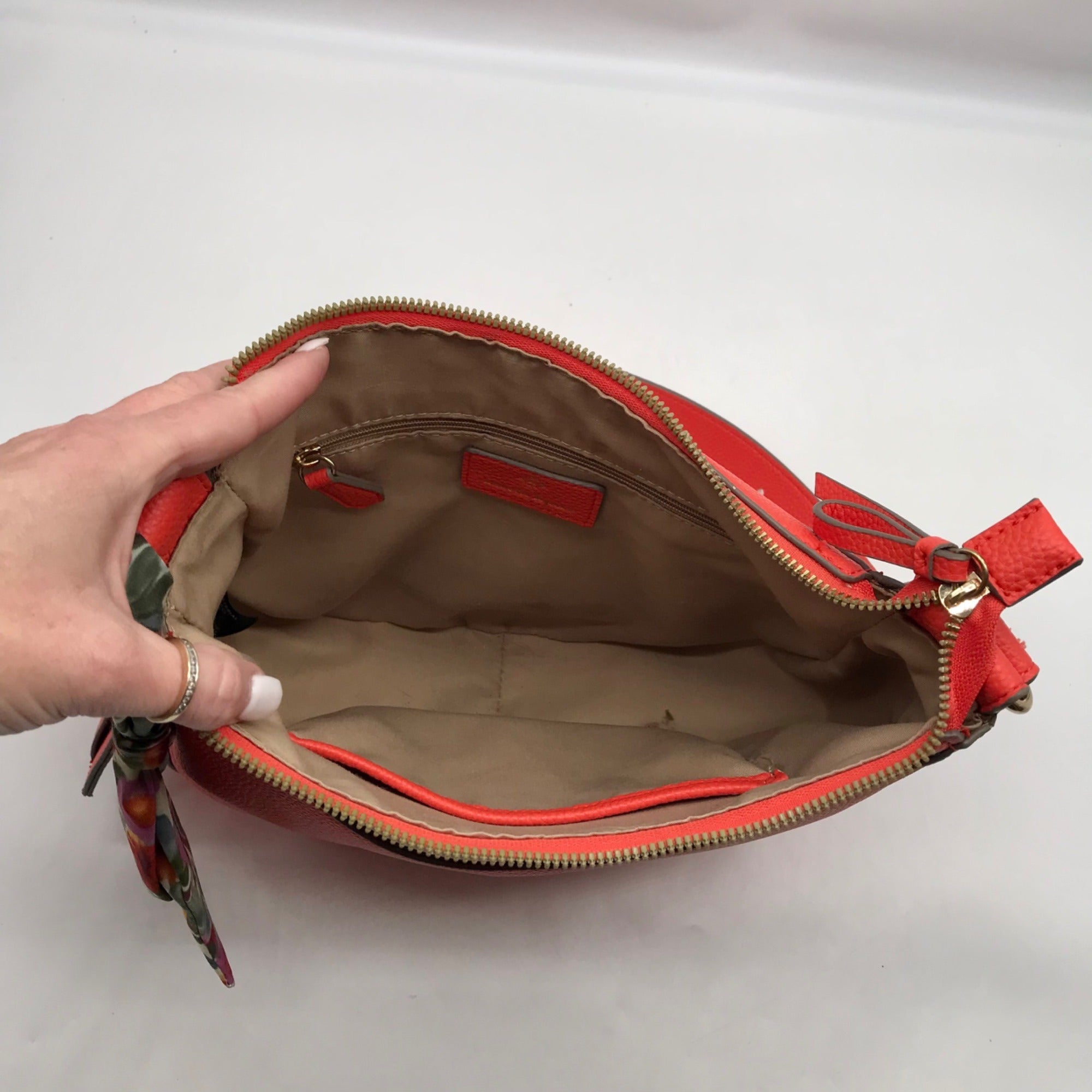 Nanette Leopore Orange Faux Leather Finley Crossbody bag