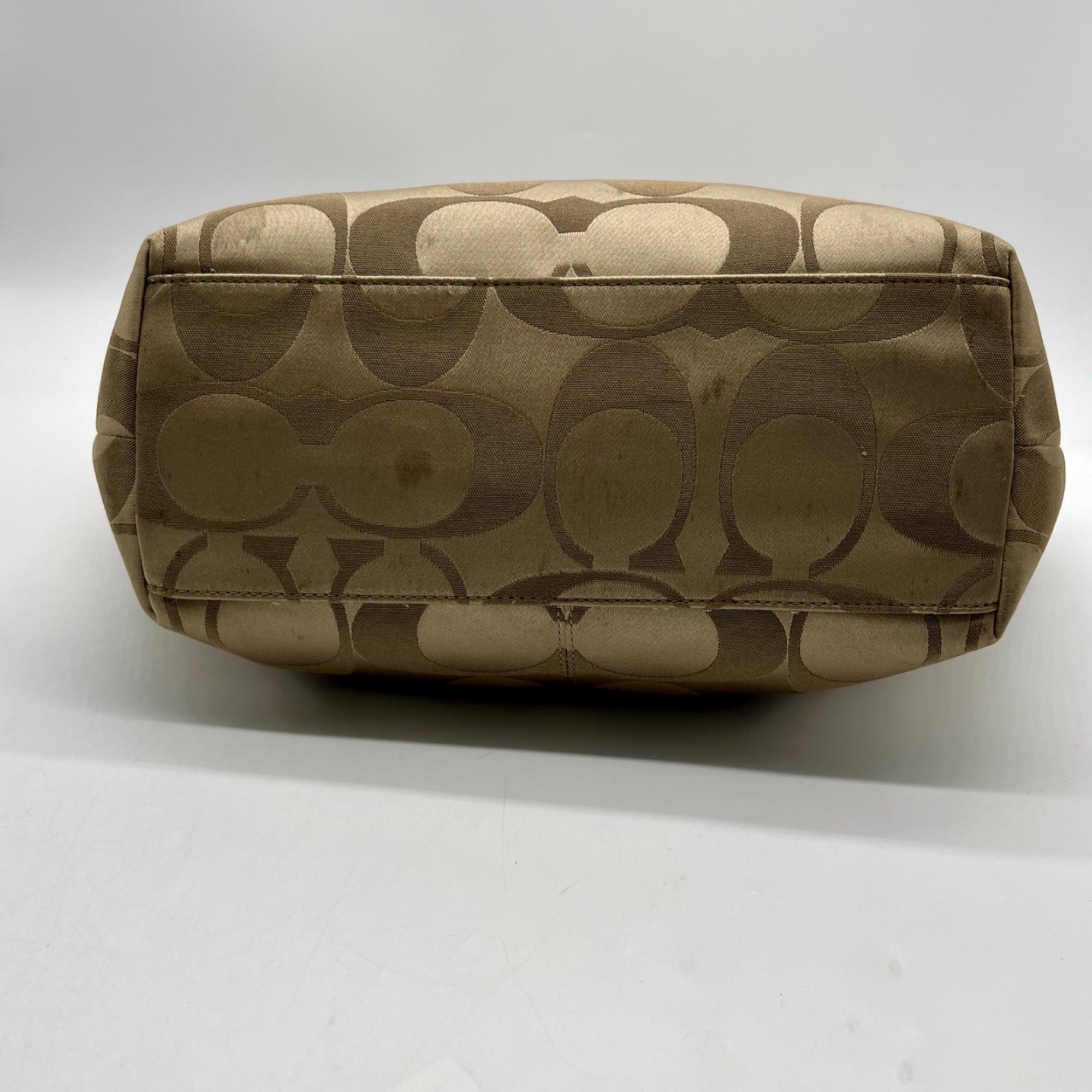 Coach Beige Monogram Print Fabric Tote Bag -F16175