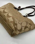 Coach Beige Monogram Print Fabric Tote Bag -F16175