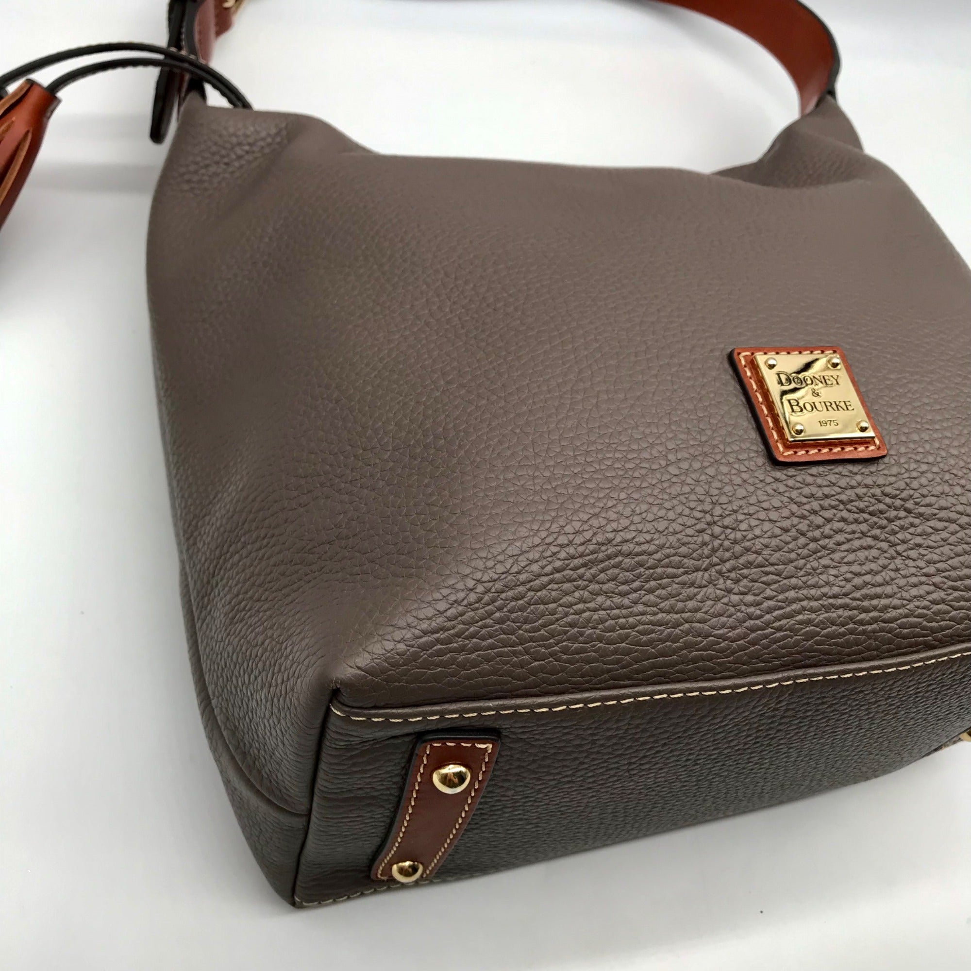 Dooney &amp; Bourke Gray Pebbled Grain Leather Paige Sac Shoulder Bag