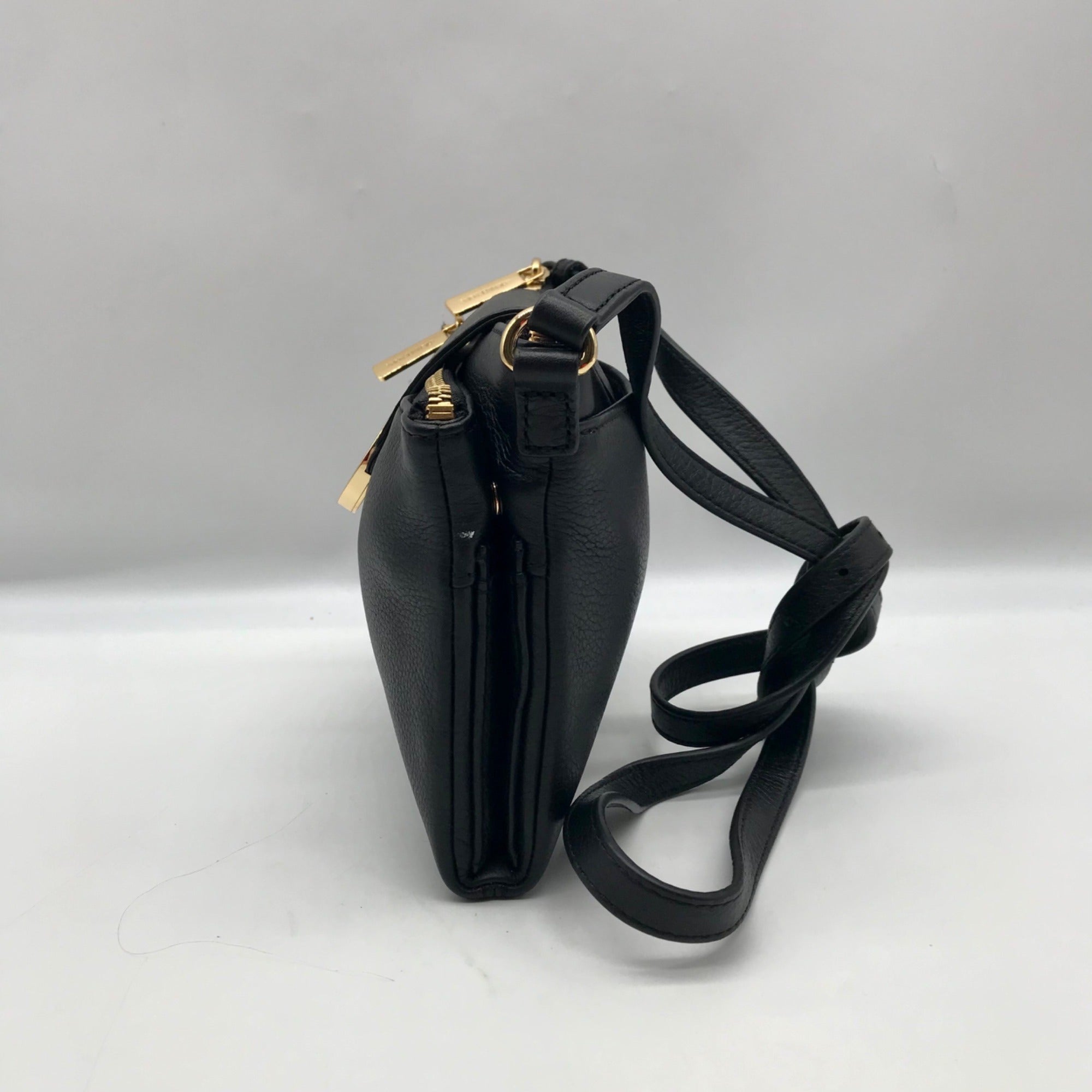 Michael Kors Black Leather Fulton Crossbody Bag