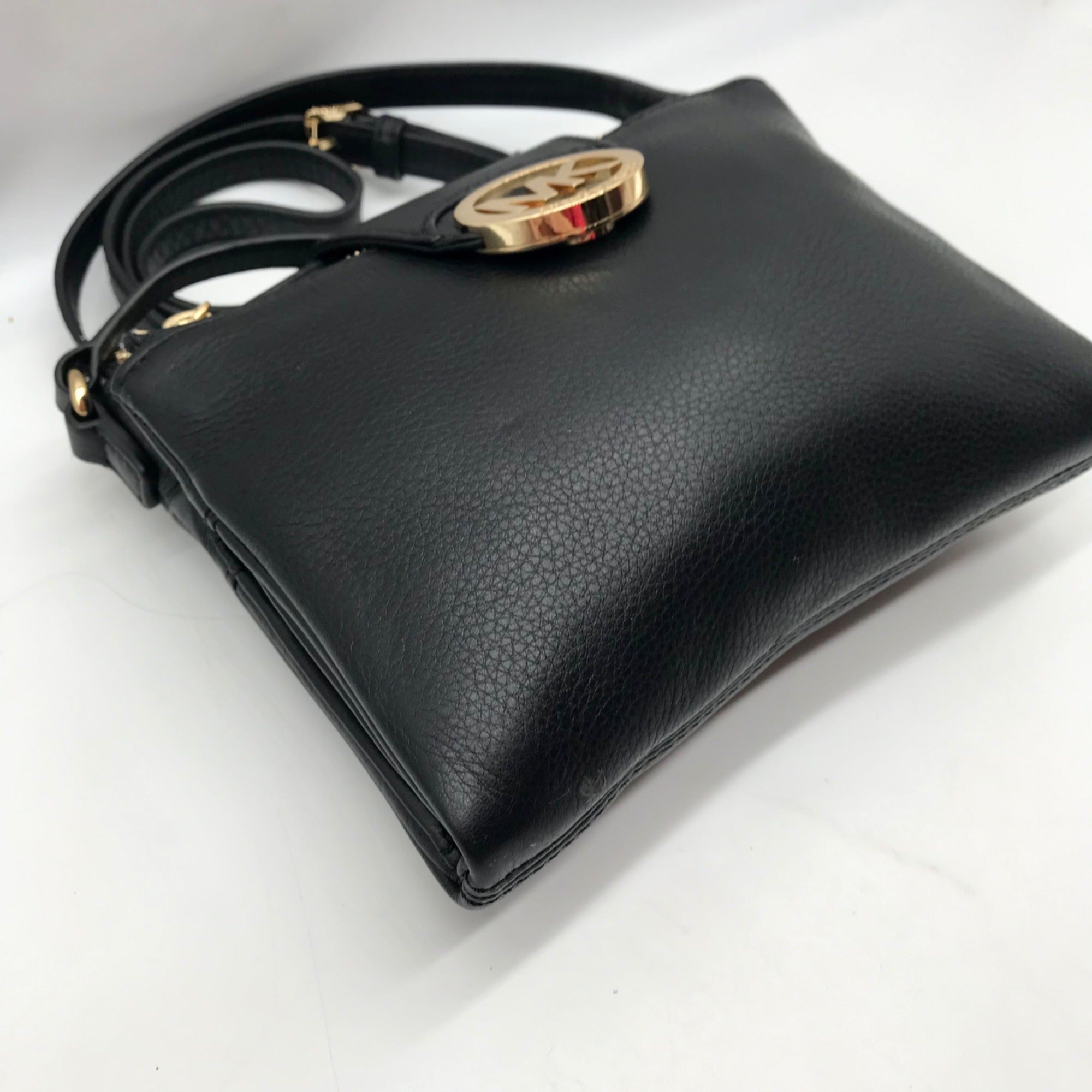 Michael Kors Black Leather Fulton Crossbody Bag