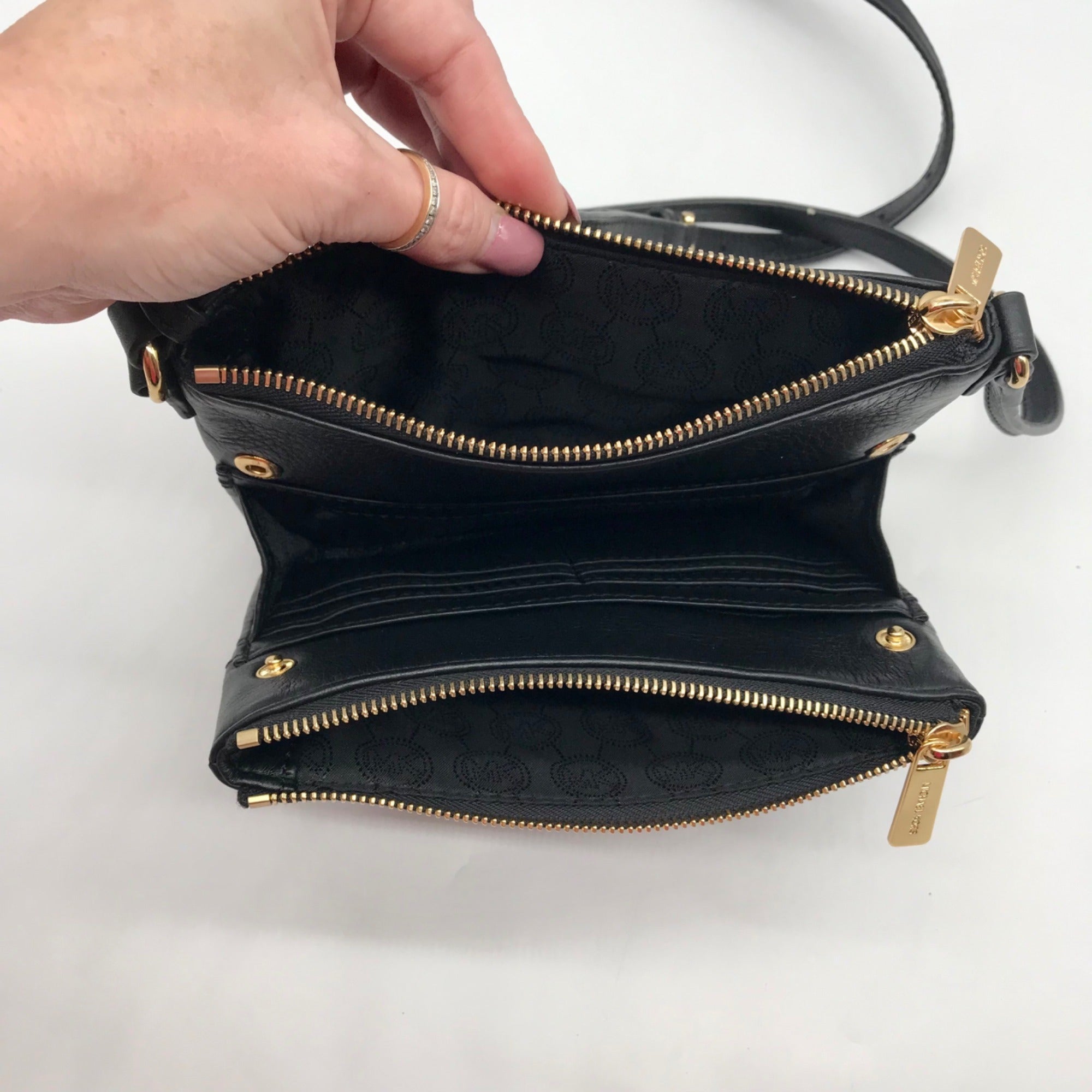 Michael Kors Black Leather Fulton Crossbody Bag