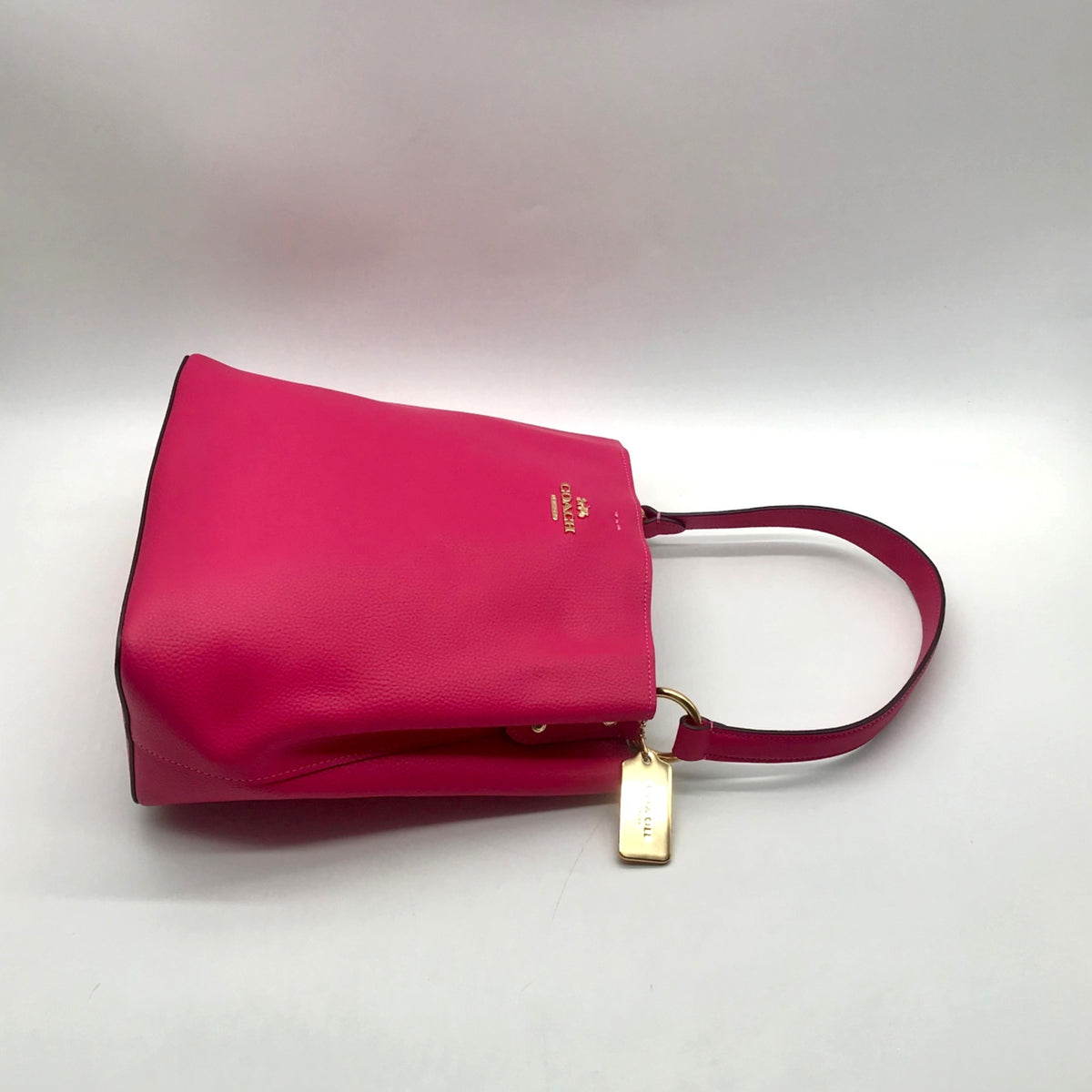 Coach Hot Pink Pebbled Leather Town Bucket Bag-91122
