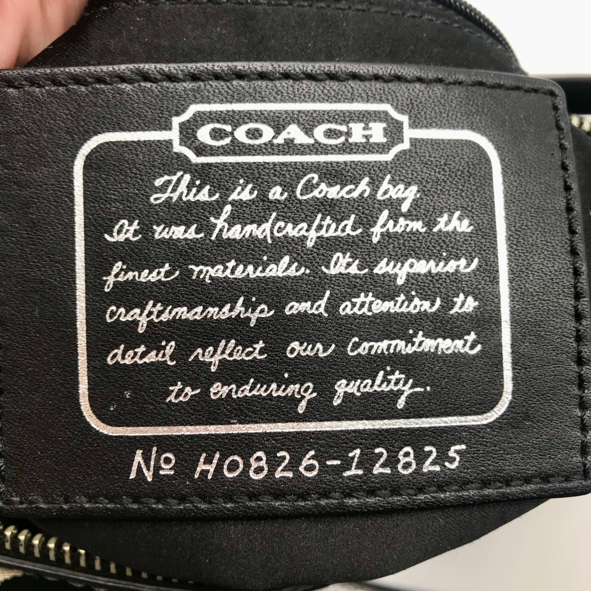 Coach Gray &amp; Black Jacquard Canvas Signature Logo Shoulder Bag 12825