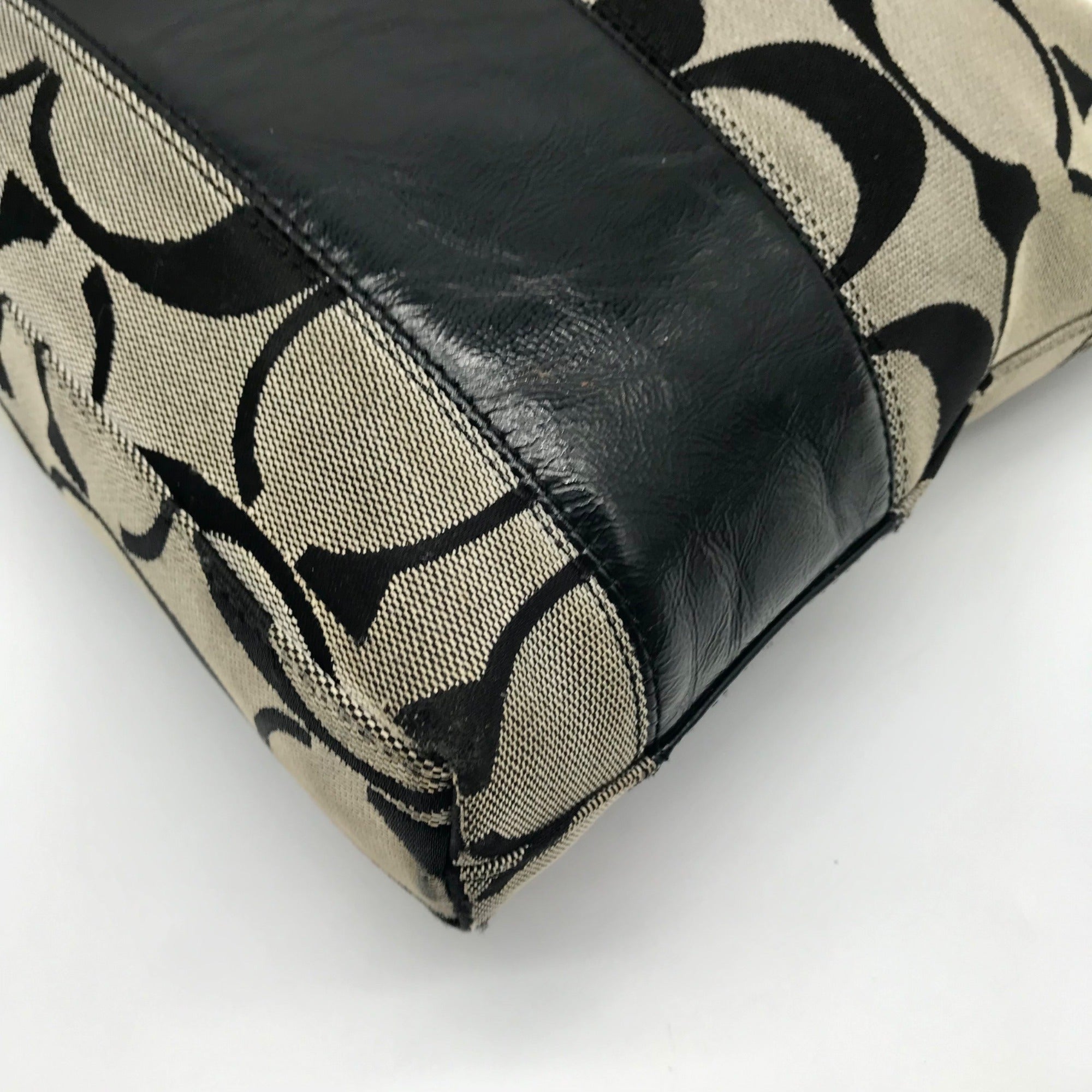 Coach Gray &amp; Black Jacquard Canvas Signature Logo Shoulder Bag 12825