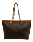 Michael Kors Brown Monogram Coated Canvas Jet Set Chain Strap Tote Bag