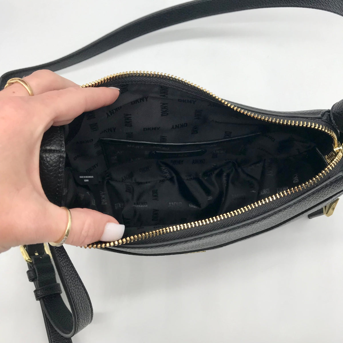 DKNY Black Crescent Barbara Crossbody Bag