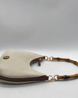 Giani Bernini Cream Linen Bamboo Handle Hobo Bag
