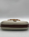Giani Bernini Cream Linen Bamboo Handle Hobo Bag
