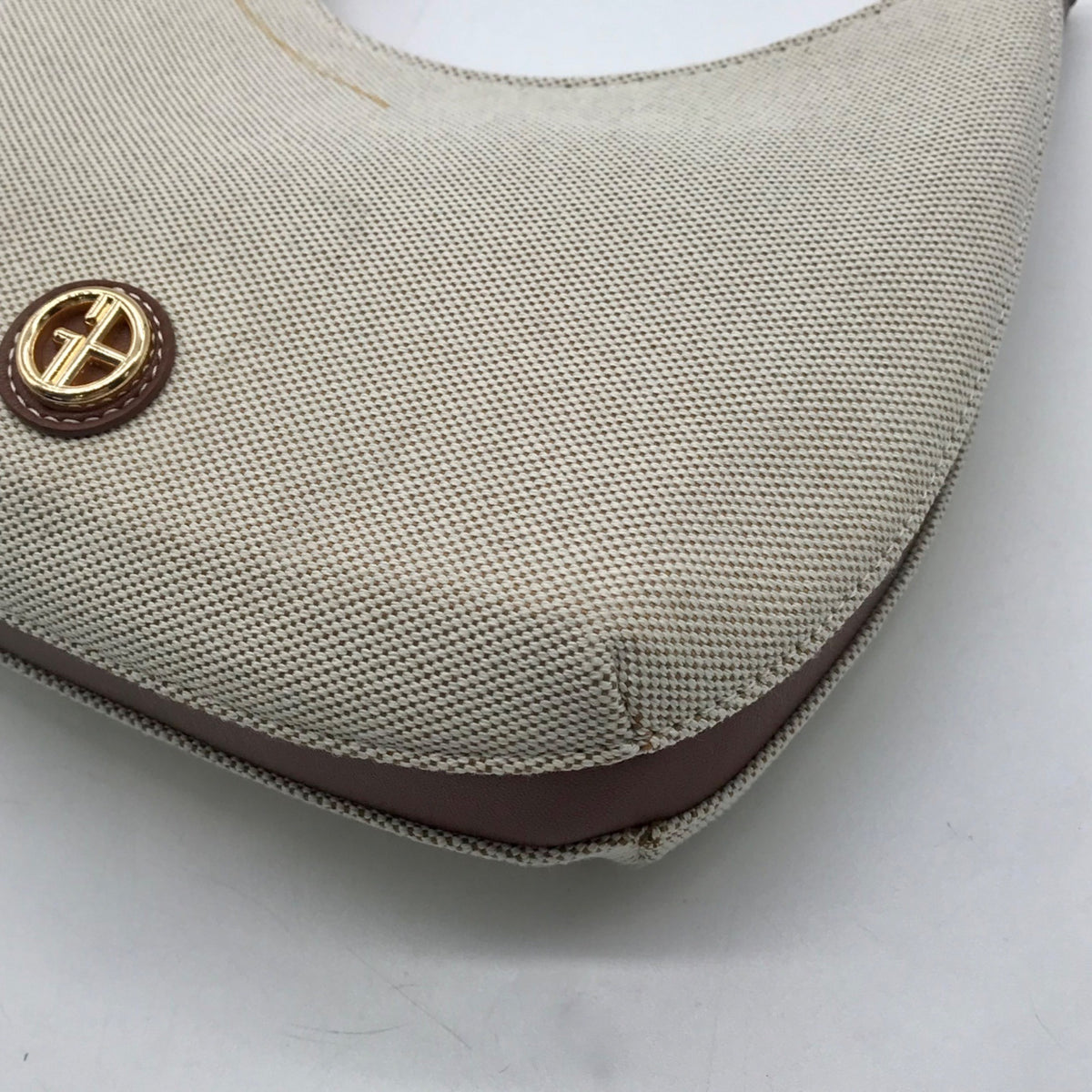 Giani Bernini Cream Linen Bamboo Handle Hobo Bag
