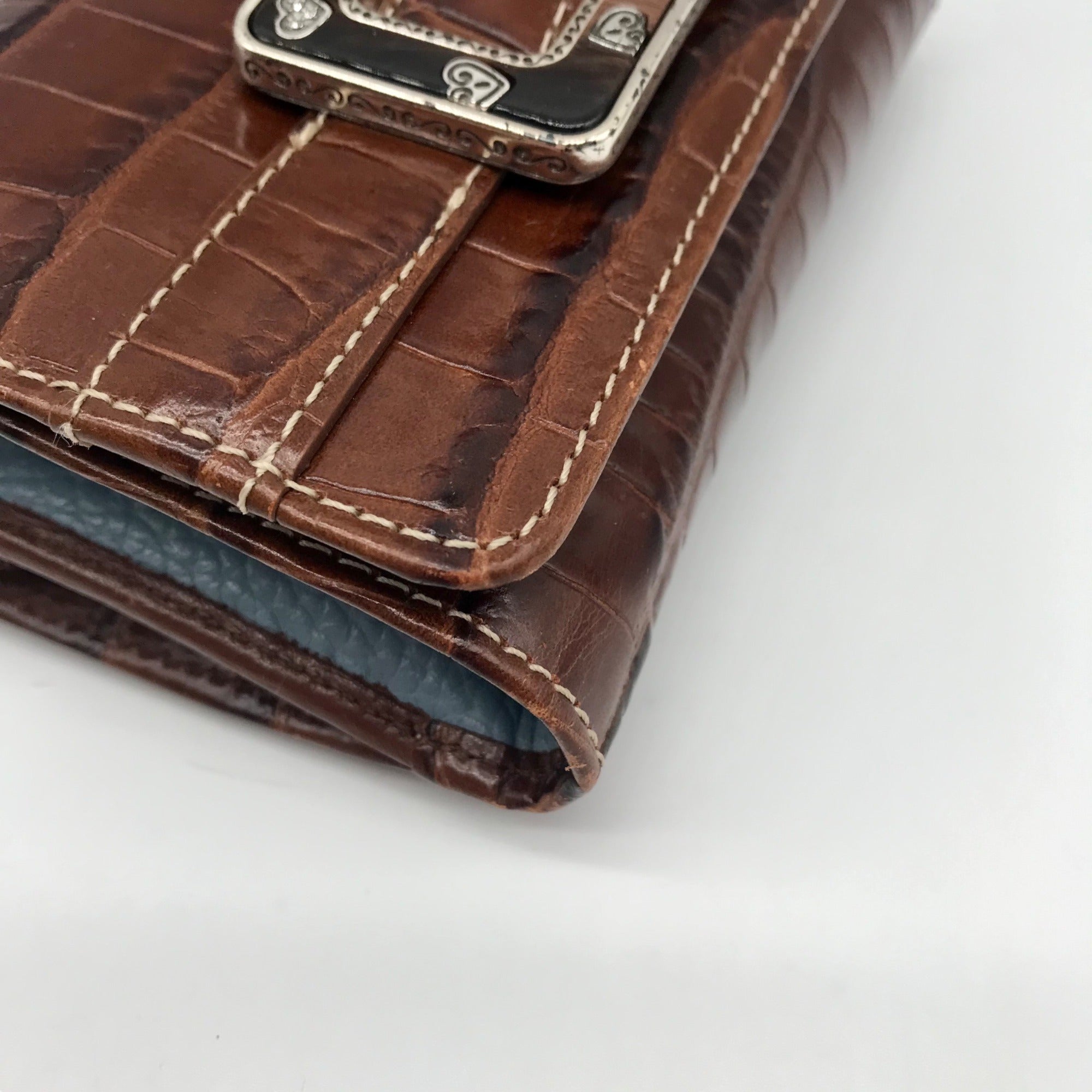 Brighton Brown Croc Embossed Leather Convertible Wallet