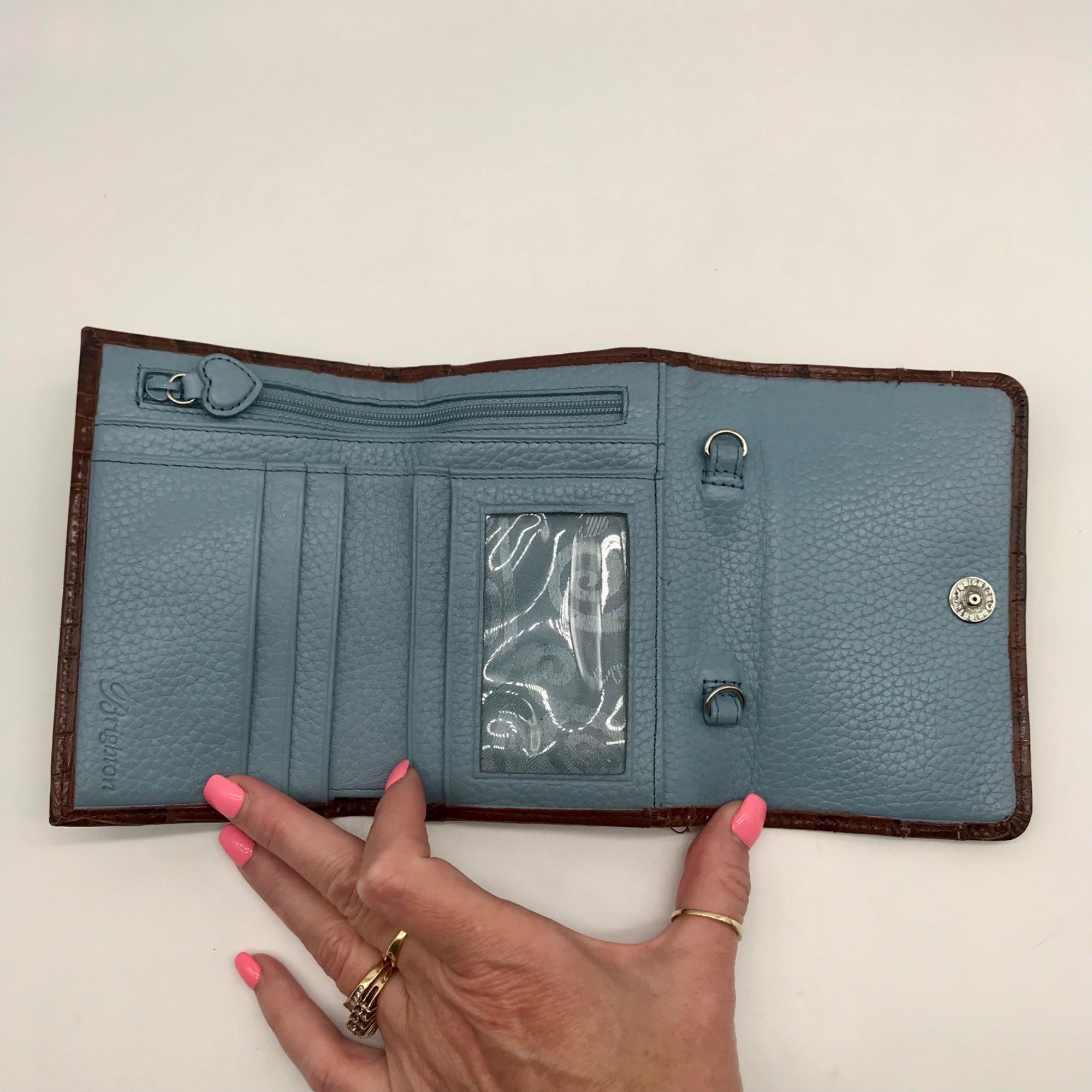 Brighton Brown Croc Embossed Leather Convertible Wallet